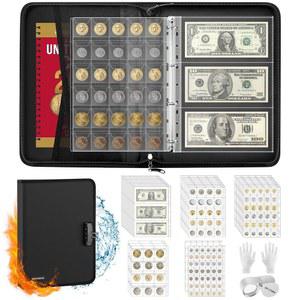 520 포켓 코인 홀더가 있는 코인 컬렉션 북 수집가용 코인 앨범 자물쇠가 있는 종이 돈 바인더 정리함 청구서용 코인 컬렉션 용품 수집 스탬프