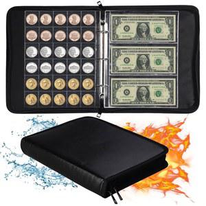 수집가용 치 동전 컬렉션 북 360 포켓 동전 홀더 앨범 및 동전 화폐 지폐 쿼터 우표 페니를 위한 알루미늄 호일 안감이 있는 36 슬리브 화폐 보관 케이스