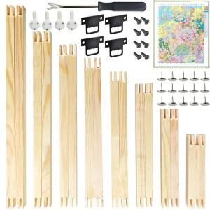 자수 크로스 및 캔버스 아트 프로젝트를 위한 16 PCS 바늘 포인트 스트레처 바 압정과 압정이 있는 8가지 의 나무 캔버스 스트레처 바 자수 자수 프레임 세트