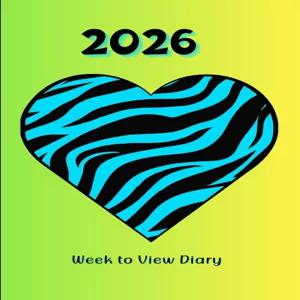 2026주차 일기 보기 시크한 터쿼이즈 얼룩말 프린트 하트 디자인 55x85 비즈 또는 학생용으로 이상적입니다