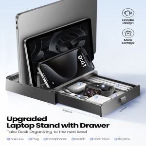 호환 서랍 Vaydeer 수직 노트북 스탠드  공간 절약형 4-in-1 디자인의 듀얼 슬롯 플라스틱 홀더  조절 가능