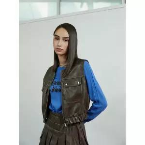 [에고이스트](광주신세계)페이크레더 크롭 베스트 (ER3FV861)