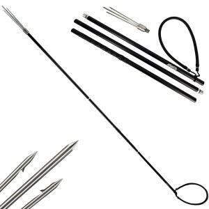 아쿠아틱 헌트 프로 66인치 스피어 4피스 나사산 알루미늄 인라인 프롱 SS304 스톤 센터 고강도 파워 밴드 안전한 M14 오링 연결 조절 가능 여행 준비 완료