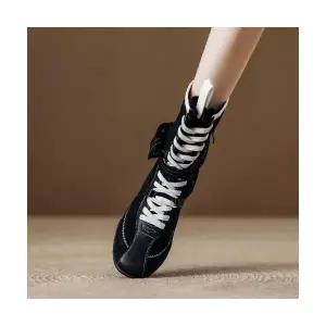 올요아 여자 키작녀 플랫워커 스웨이드 워커 빈티지 슬림 마이야르 부츠 소프트 미들 가을 단화 꾹3