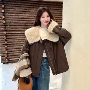 블랙팬서 여자 가죽 램스울 빅 칼라 코트 OPH1