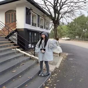 블랙팬서 하프 여성용 점 하이넥 퍼 램스울 일체형 OPH1