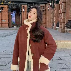 블랙팬서 여자 양면 라이크 퍼 일체형 램스울 코트 OPH1