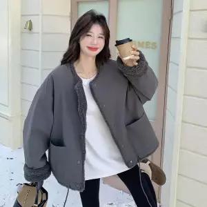 블랙팬서 여성 양면 그레이 스웨이드 코트 OPH1