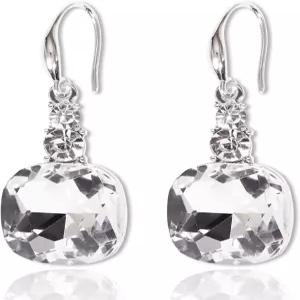 자일라자브 클리어 및 공식 신부 보석 주얼리 프롬 들러리 세트 웨딩 선언 크리스탈 귀걸이 드레스를