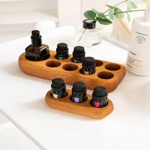아로마오일 거치대 원목 정리대 아로마 9홀 회전식 랙 오일병 디퓨저 홀더 램프
