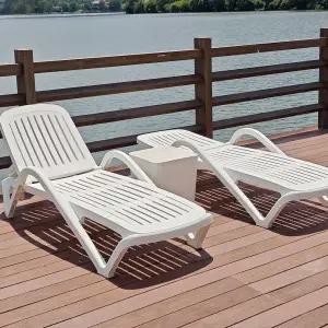 야외 리클라이너 의자 접이식 체어 라탄 베드 태닝 원목 화이트 발코니 정원 테라스 우드