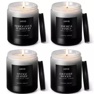AOOVOO 향초 세트 - 가정용 남성용 양초 4팩 28온스 소이 왁스 200시간 지속형 생일 발렌타인 크리스마스