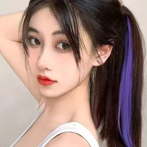 포인트 브릿지 헤어피스 퍼플 부분가발 여성가발 붙임머리