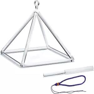 6인치 쿼츠 크리스탈 싱잉 피라미드 명상 요가 사운드 테라피 스틱 퍼플 로프 세트