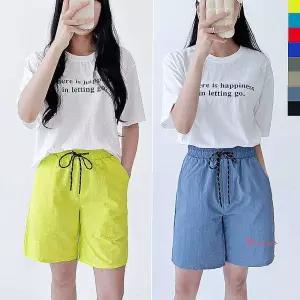 여성 커플 하의 반바지 비치웨어 휴가 여름 밴딩nop965