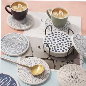 찻잔받침 컵받침 물기흡수 규조토 코스터 홈카페