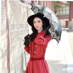 레트로의상 TBZ 교복몰 경성의상 개화기의상 레이스 양산 블랙