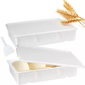 뚜껑과 주걱이 있는 WELKOR 2팩 피자 도우 프로핑 박스 17.7x12.8x3.3인치 스태커블 상승 용기 수제 BPA