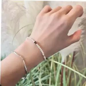 클로버팔찌 실버925 국내제작 진주 실버팔찌 H 모양 유니크 은팔찌 (SILVER)