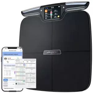 체질량지수 BMI 체지방 근육량 8전극 고정밀 욕실 체중계 앱으로 56체성분 측정(블랙)을 위한 위트케어