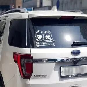 [CAR] 여쌍둥이 자동차스티커 화이트 반사 입체 트럭 초보운전 차량용반사띠