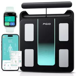 체중을 위한 PGID 스마트 체중계 29가지 체성분 척도 BMI 체지방 근육량 모니터 LED 핸들 디스플레이가