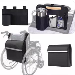 휠체어 액세서리 2팩 세트 컵 홀더와 백백이 있는 사이드백 - 모든 적합 암레스트와 걸 수 가방 및