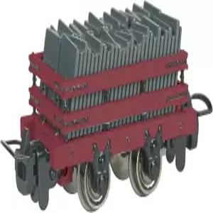 바흐만 트레인 - 토마스 프렌즈TM 하중이 있는 협궤 슬레이트 왜건 RED N 스케일 트랙에서 주행하는 HO