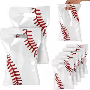 PEUTIER 50pcs 야구 파티 선물 가방 구디 스포츠 테마 생일 실용적인 포장 캔디 스낵 보관함 흰색 빨간색