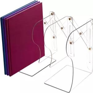 조절 가능한 플라스틱 북엔드 2개의 칸막이 - 무거운 책을 위한 투명 아크릴 사무실 학교 가정용 데스크톱