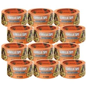 고릴라 크리스탈 클리어 테이프 1.88인치 x 18야드(12팩) - 실내 또는 실외 프로젝트 및 수리에 적합한