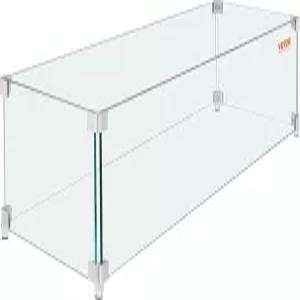 VEVOR 파이어 피트 윈드 가드 38 x 10.5 6 인치 유리 직사각형 실드 0.3 두께의 테이블 투명 강화 화염