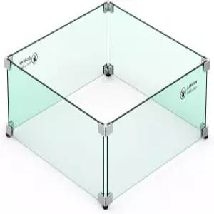 파이어 피트 스퀘어용 스카이 플레임 유리 윈드 가드 18인치 x 6인치 강화 화염 차폐 내화 윈드스크린 세트