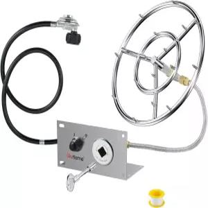 스카이플레임 18인치 원형 소방관 버너 키트 프로판 연결 호스가 있는 스테인리스 스틸 제트 링 및 야외