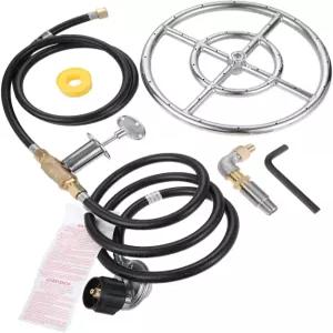 파이어 링 버너 밸브 조립 키트 프로판 용 12인치 스테인리스강 피트 설치 교체 부품 야외 소방서 90000