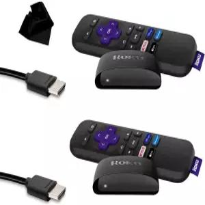 Roku Express HD 2팩 스트리밍 플레이어 Simple 리모컨 프리미엄 HDMI 케이블 포함 마이크로파이버 클리닝