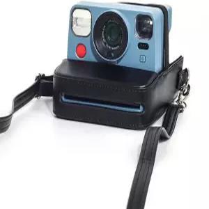 폴라로이드 Now/Now+Gen2/Gen3와 호환되는 Tuvzylory 블랙 PU 가죽 카메라 케이스 - 어깨끈 조절 가능한