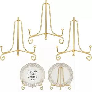 디스플레이용 Matwsec 3개 골드 플레이트 스탠드 테이블탑 사진 액자용 4인치 소형 장식 홀더 카드 및