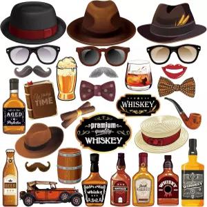 Qpout 30pcs 위스키 파티 사진 부스 소품 스틱 포함 옥토버페스트 남성 여성 홀리데이 맥주 바 테마 생일