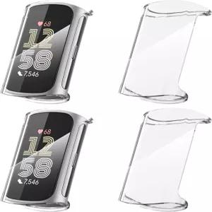 핏비트 충전 5 스마트워치 케이스용 수오만 4팩 화질 투명 화면 보호기 만능 소프트 TPU 유연 보호 커버