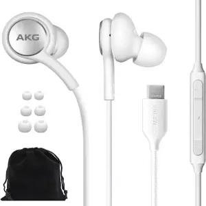 AKG 이어버드 USB 타입 C 인이어 헤드폰 리모컨 및 마이크 포함 S23 울트라 A53 5G S22 S2 FE S20 노트 0