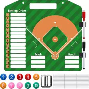 더그아웃용 앵글카이 1+44PCS 야구 코칭 보드 코치용 드라이 이레이즈 라인업 소프트볼 클립 30개의 네임