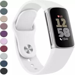 멜리야 밴드 핏빗 차지 6 5 여성 남성 소프트 실리콘 조절식 방수 스포츠 교체용 손목 스트랩 피트니스