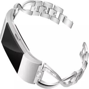 핏비트 차지 2와 호환되는 Mtozon 밴드 라인스톤 블링 대체 브라클렛 여성 실버 로즈 골드 블랙