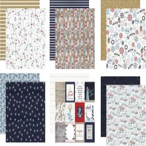 해리 스크랩북 페이퍼 - 저널 플래너 사진 앨범 여행 일기를 위한 12x12 앵커 등대 불가사리 해안 테마