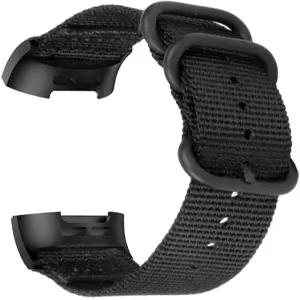 핏빗 차지용 YOOSIDE 나일론 밴드 4 금속 스테인리스 스틸 링 손목 스트랩이 있는 직조 4/4 SE 블랙