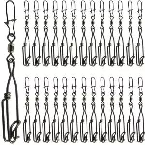 50/10개 롱라인 낚시 스냅 클립 스테인리스 스틸 참치 크레인 스위블 듀오 락 커넥터