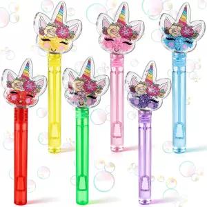 Hollowfly 24Pcs 유니콘 파티 생일 용품으로 버블 완즈 벌크 선호 피냐타 구디백 스터퍼스 카니발 경품