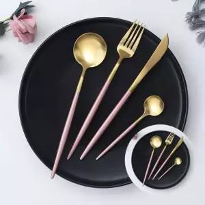 6인 커트러리 세트 24p 골드 핑크 스테이크용포크나이프세트 카페커트러리