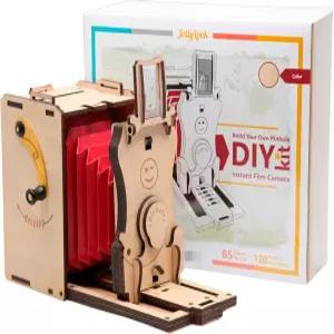 졸리룩 핀홀 즉석 필름 카메라 빌딩 세트 - 3D 나무 퍼즐 레트로 빈티지 스팀펑크 기계 목재 모델 제작